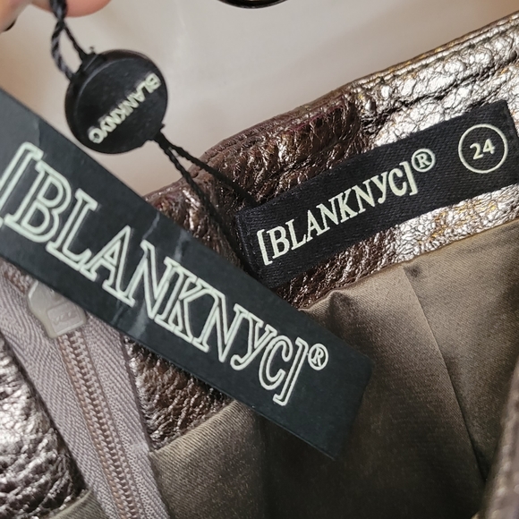NWT genuine leather metallic grey brown micro mini skirt Blanc NYC sz 24 xxs 00 - Picture 2 of 3